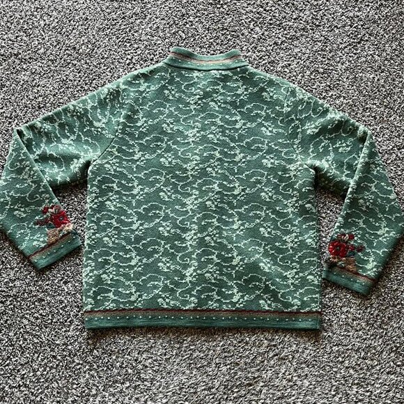Green Pendleton Floral/Fall Themed Full Zip Up Wool Jacket - Picture 5 of 7